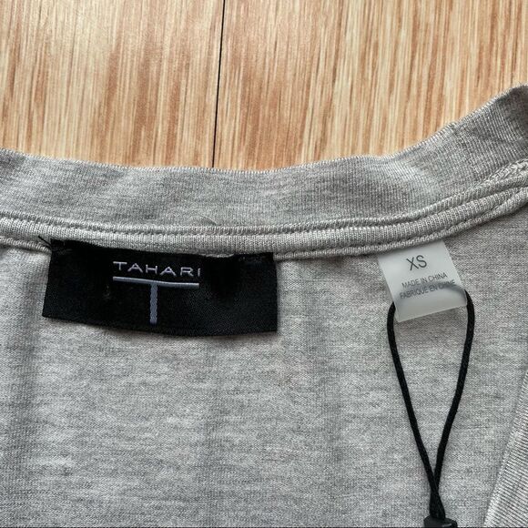 NWT T-Tahari Grey Heather Crew Neck Short Sleeve Tee - Picture 3 of 7